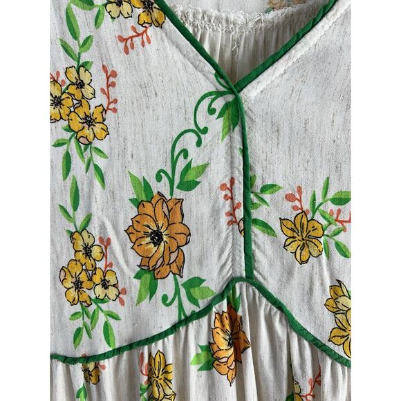 Anthropologie Fig & Flower Medium Linen Blend Midi Dress Floral Cottagecore - Picture 14 of 16